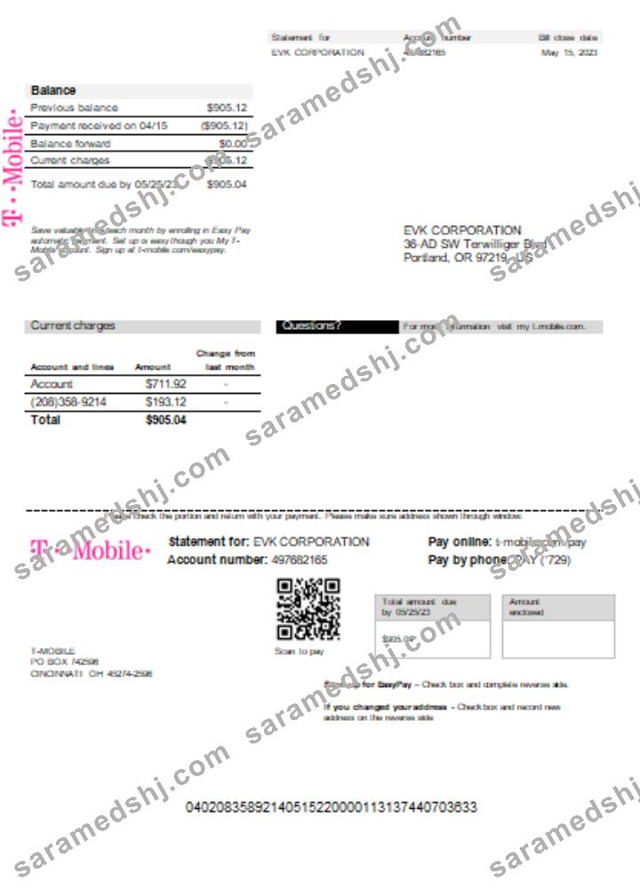 T-Mobile US utility business bill  SCR